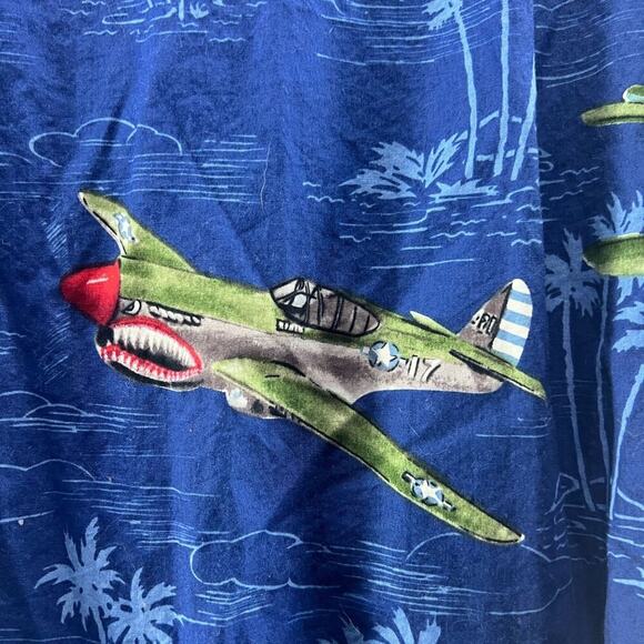 Kalaheo RJC Hawaiian Shirt Bombers B52s Fighter Planes Cotton USA Made Mens Larg - Picture 5 of 7